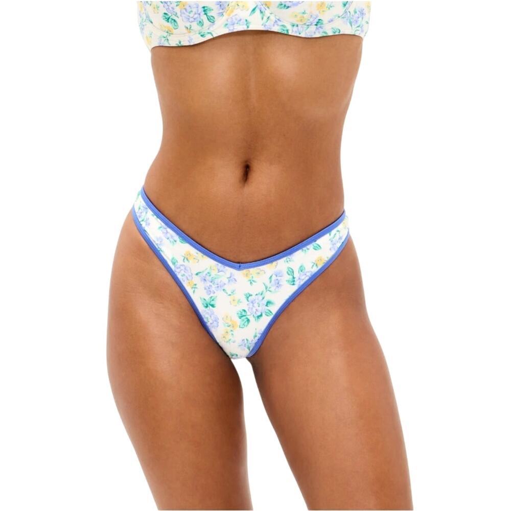Frankies Bikinis Women's Coastal Floral Brittany Satin Bikini Bottom Size S